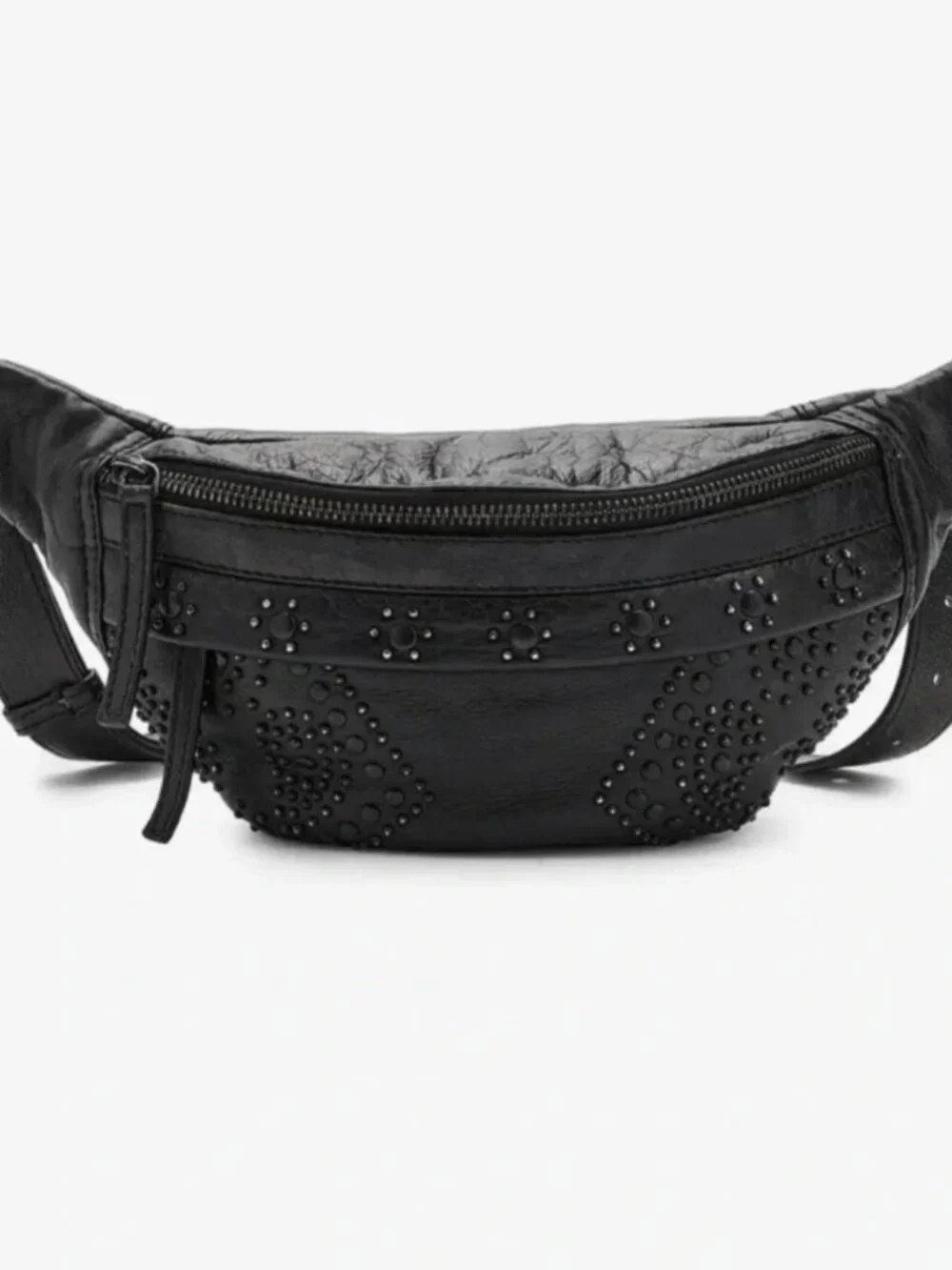 Free People Black Studded Leather Belt Bag Fanny Pack Shoulder Bag NWT - Picture 2 of 11